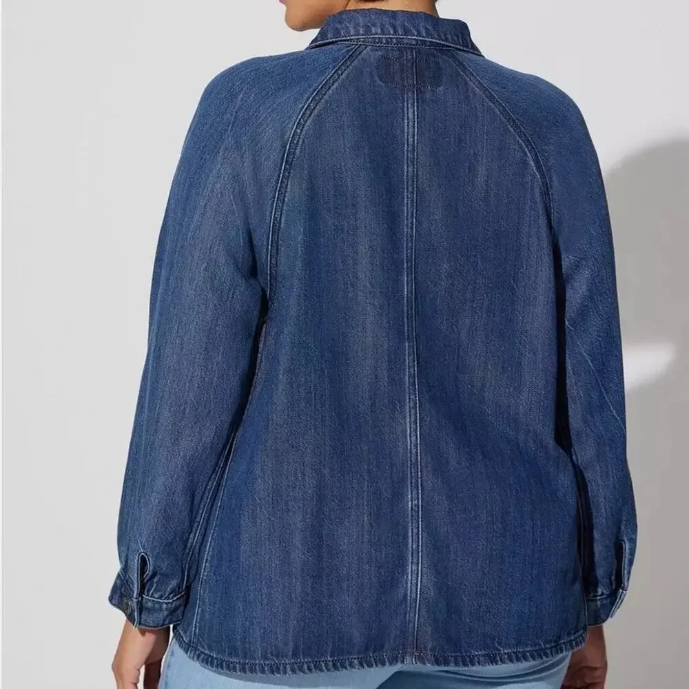 Torrid Tencel Chore Jacket 2X 19712966 Denim Jacket Jean Jacket - Picture 2 of 15